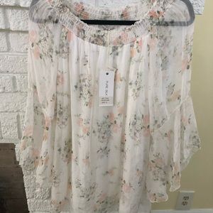 Silk floral blouse, 1X, NWOT